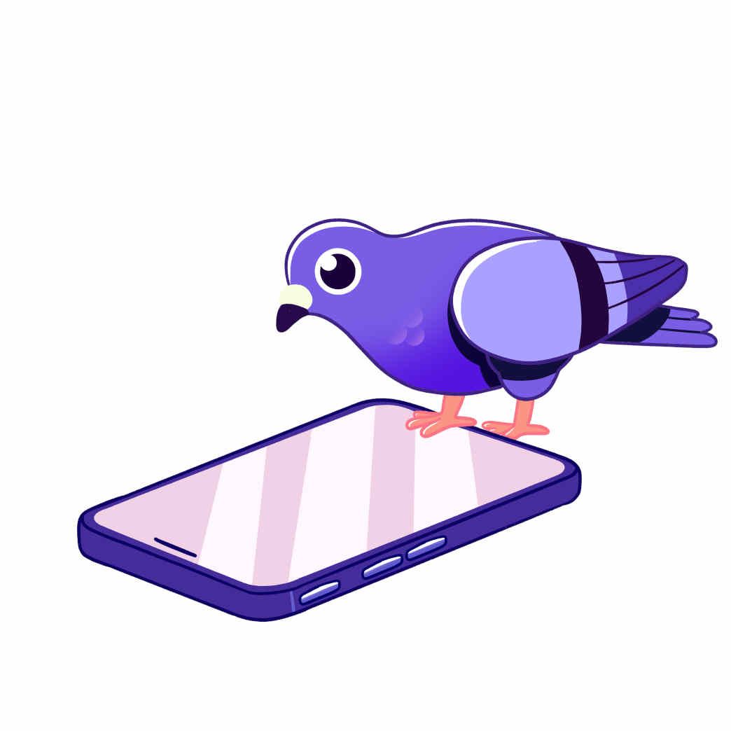 birb on phone
